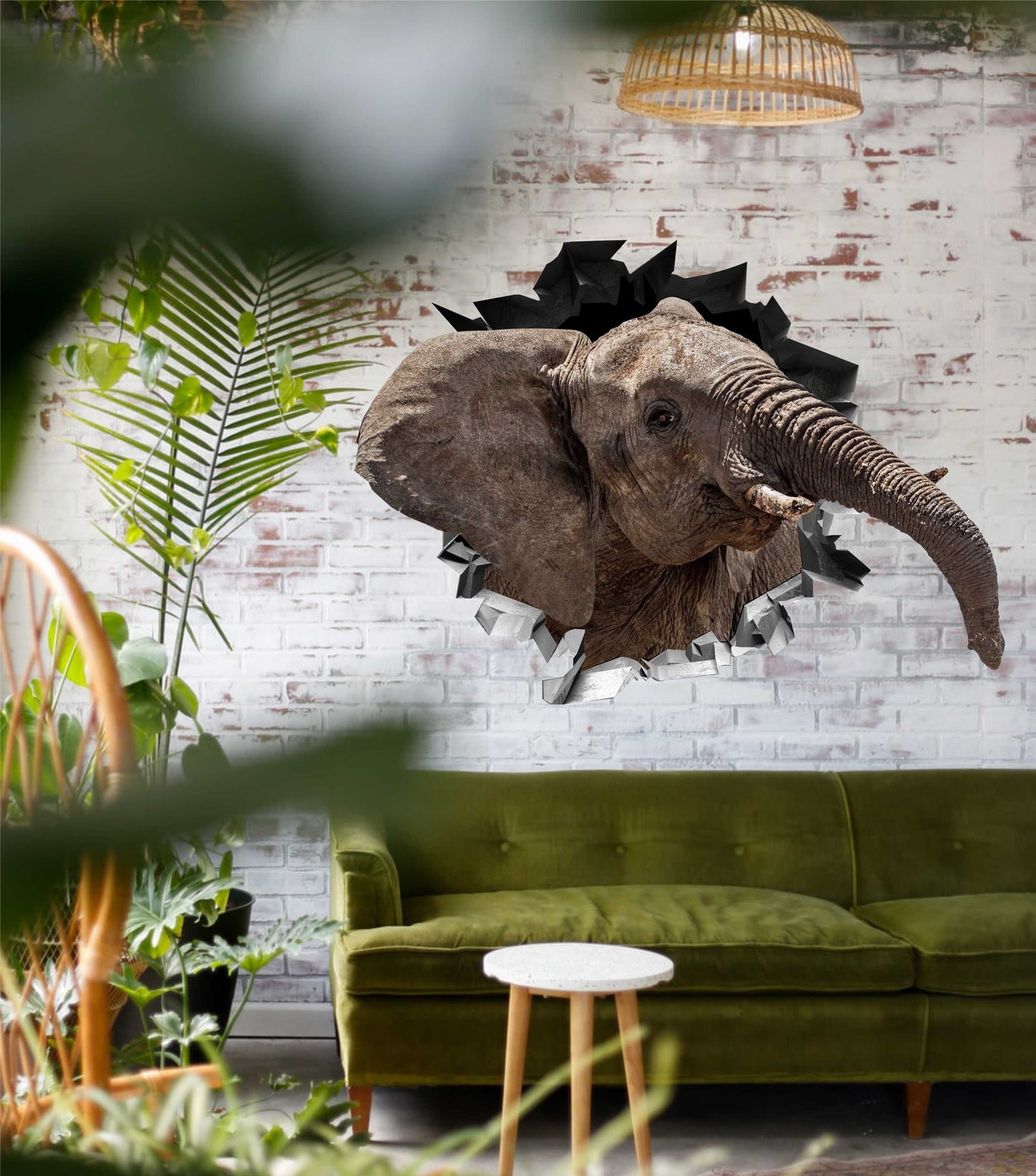 Wandtattoo Mauerloch Elefant WallArtML049