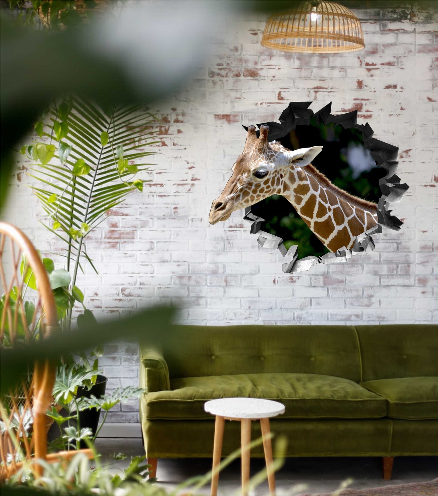 Wandtattoo Mauerloch Giraffe WallArtML139