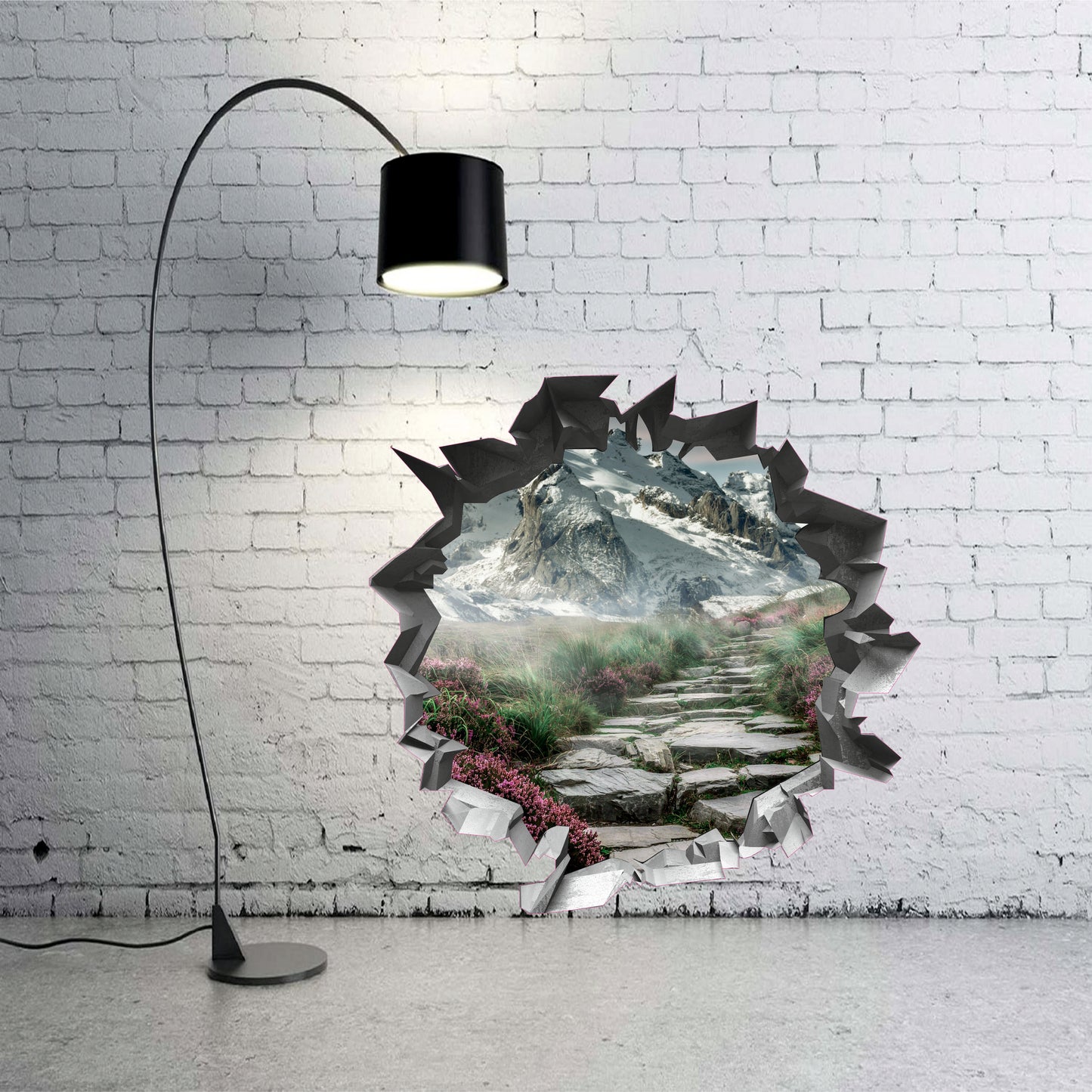 Wandtattoo Mauerloch Tunnel Bergpfad WallArtML156
