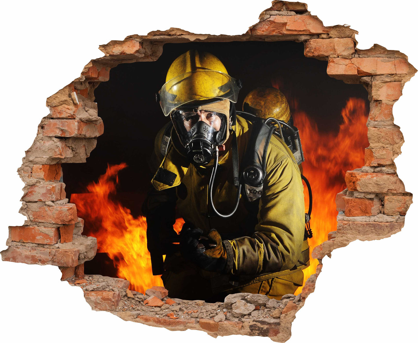 Wandtattoo Mauerloch Feuerwehrmann WallArtML211