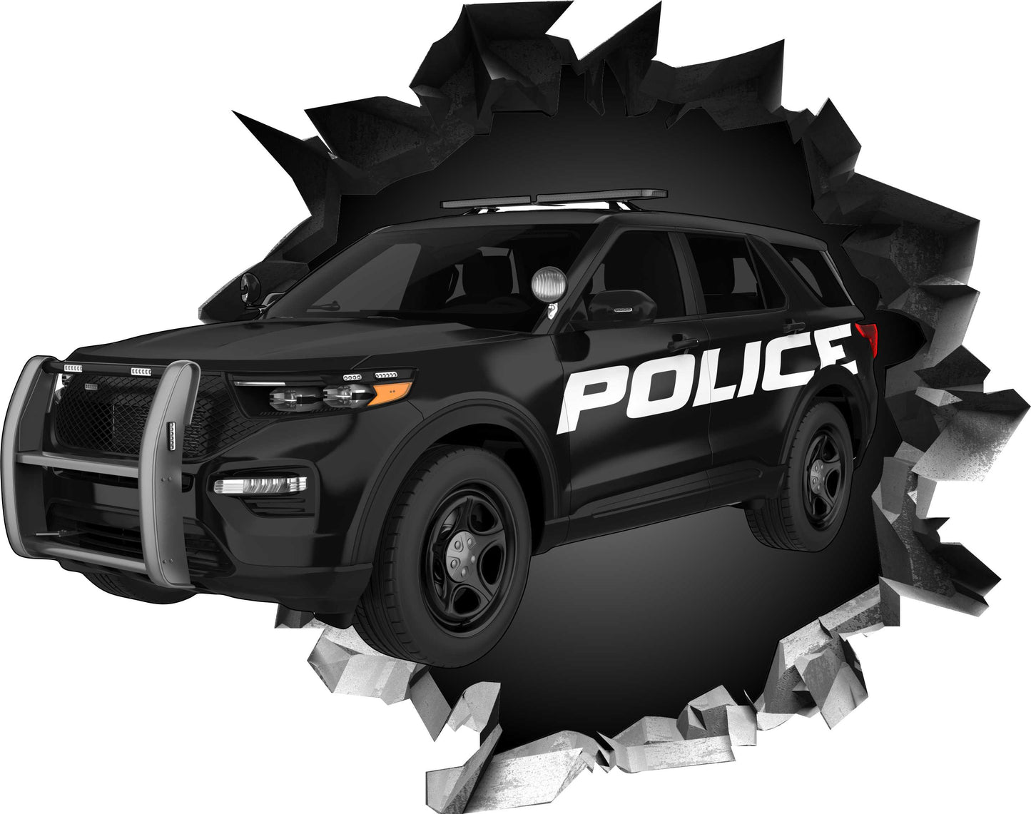 Wandtattoo Mauerloch Polizeiauto WallArtML212