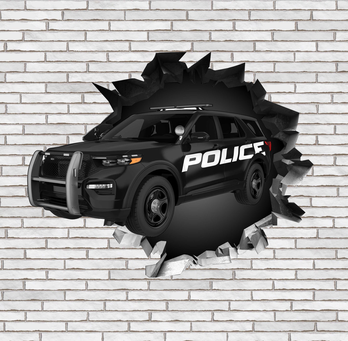 Wandtattoo Mauerloch Polizeiauto WallArtML212