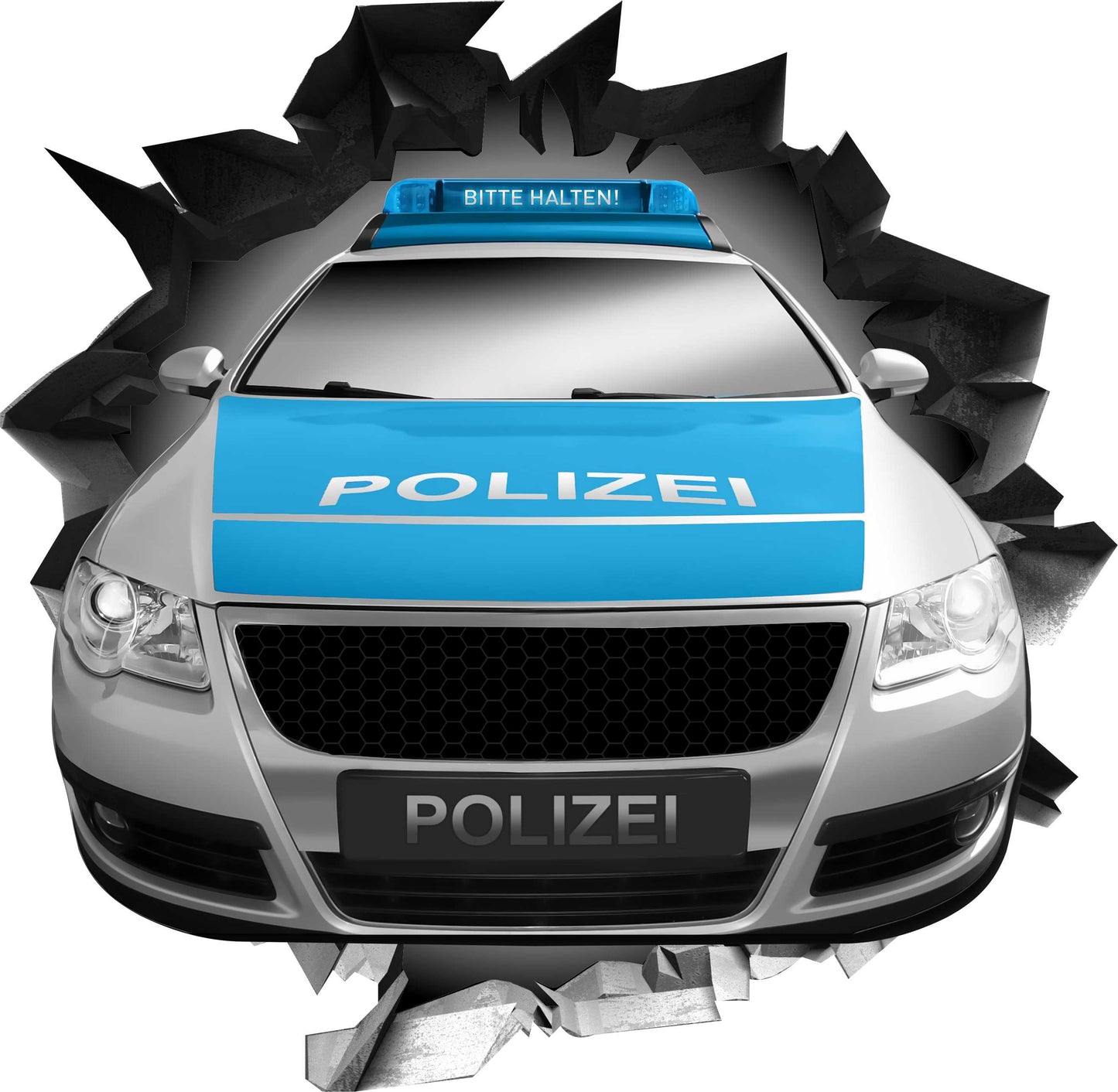 Wandtattoo Mauerloch Polizeiauto WallArtML213
