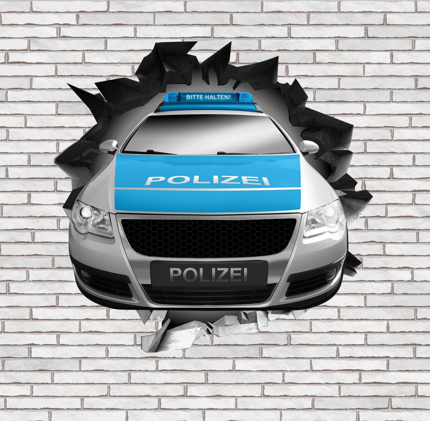 Wandtattoo Mauerloch Polizeiauto WallArtML213