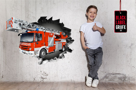Wandtattoo Mauerloch Feuerwehrauto WallArtML215