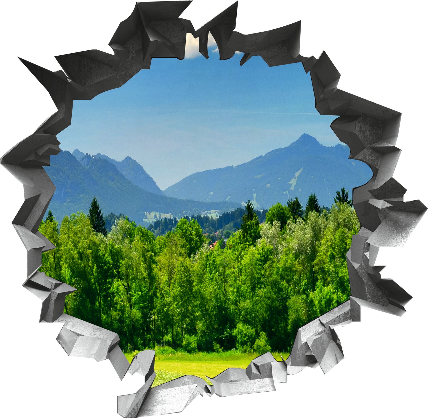 Wandtattoo Mauerloch Berglandschaft WallArtML347