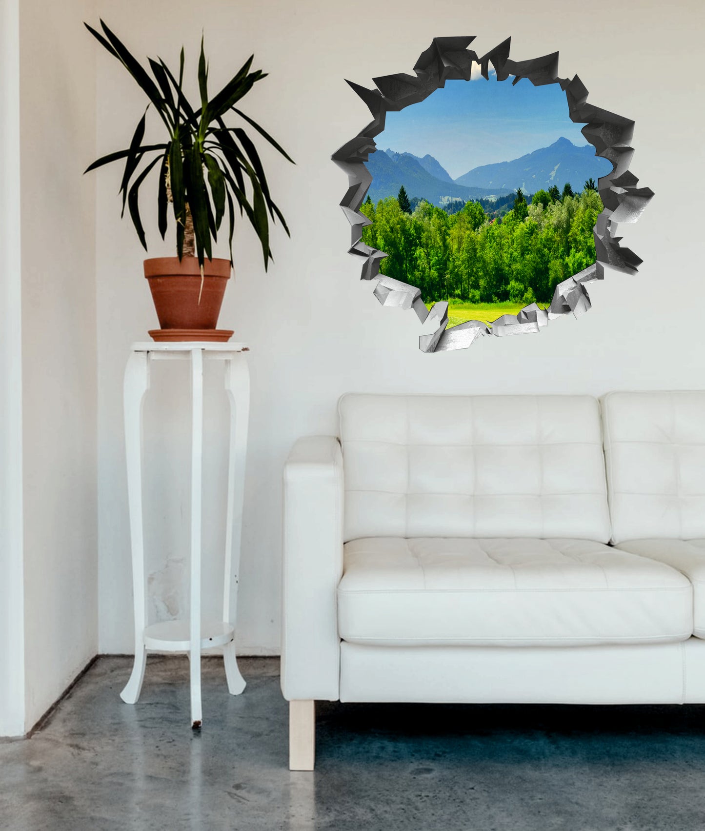 Wandtattoo Mauerloch Berglandschaft WallArtML347