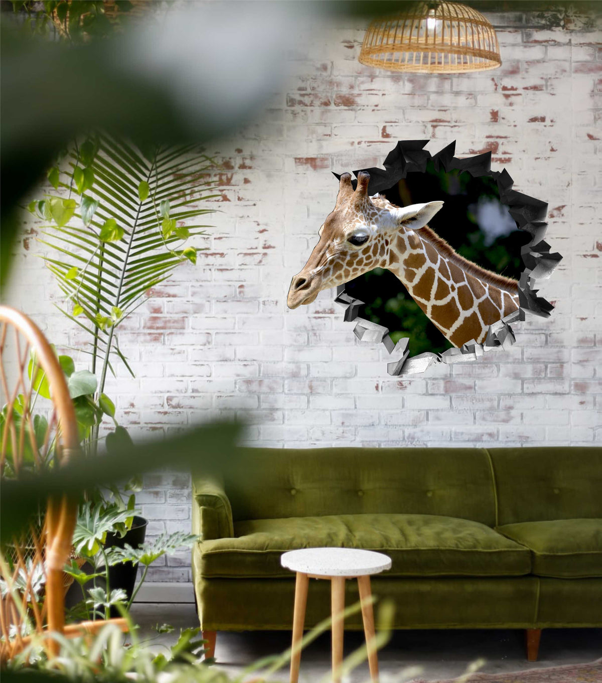Wandtattoo   Mauerloch Giraffe WallArtML139
