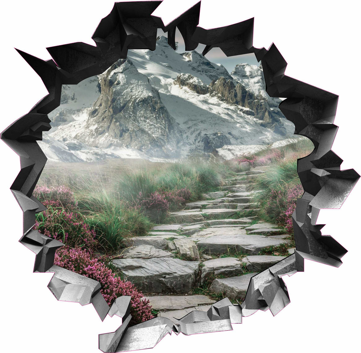 Wandtattoo   Mauerloch Landschaft WallArtML156