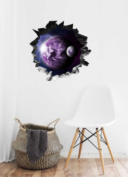 Wandtattoo   Mauerloch Weltall WallArtML171