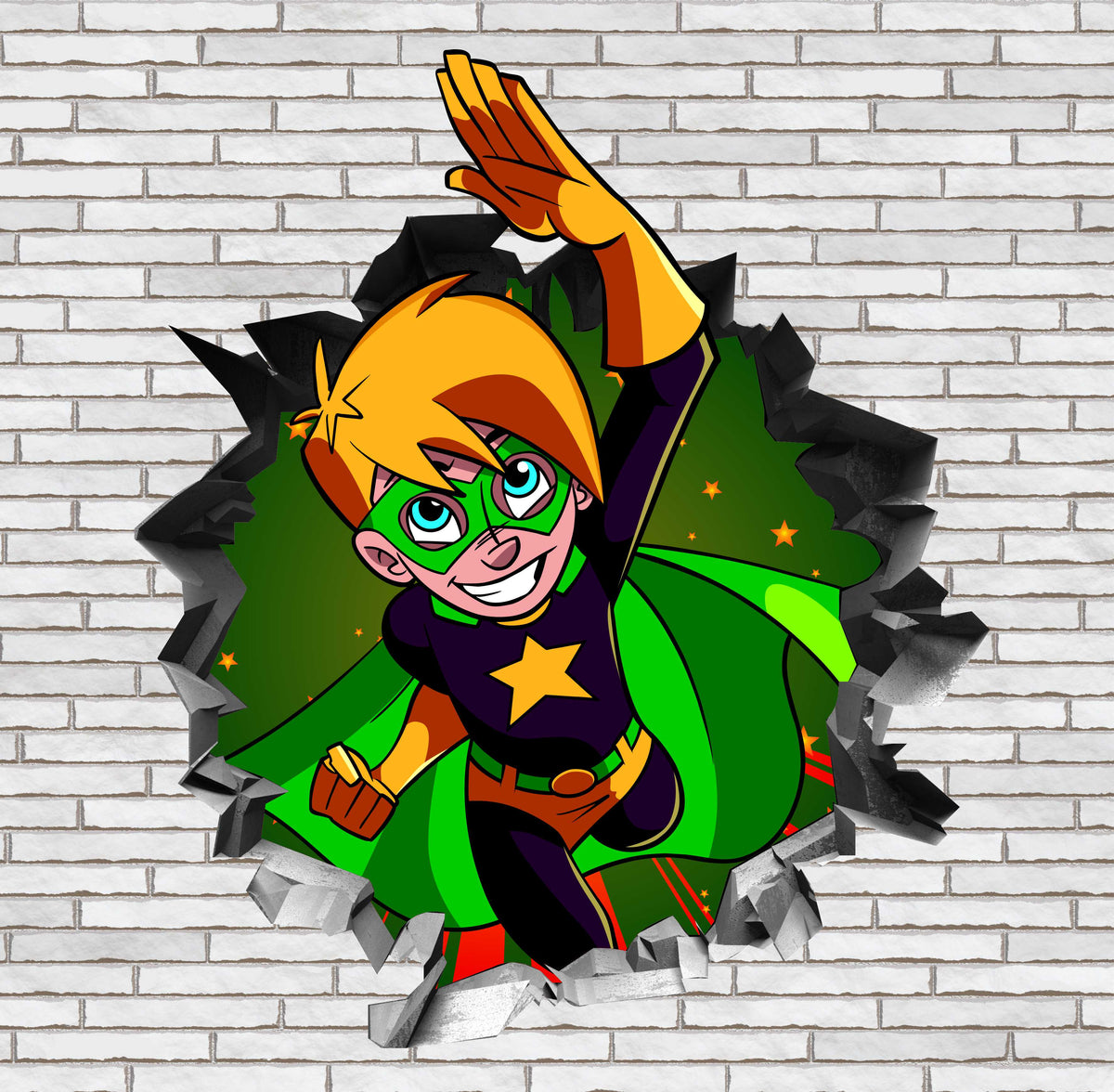 Wandtattoo Mauerloch Comic Supermann WallArtML198