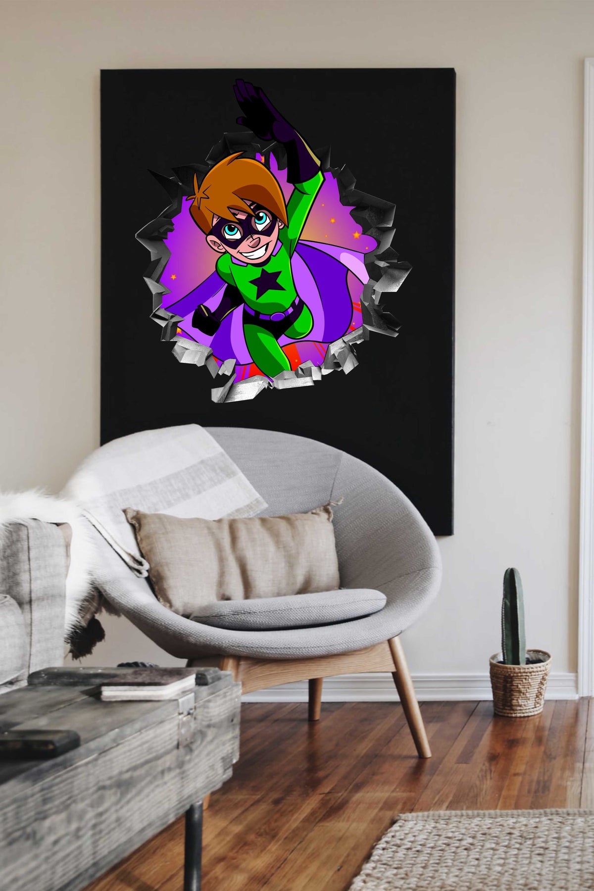 Wandtattoo Mauerloch Comic Supermann WallArtML199