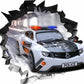 Wandtattoo  Mauerloch Polizeiauto WallArtML209