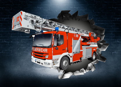 Wandtattoo  Mauerloch Feuerwehrauto WallArtML215