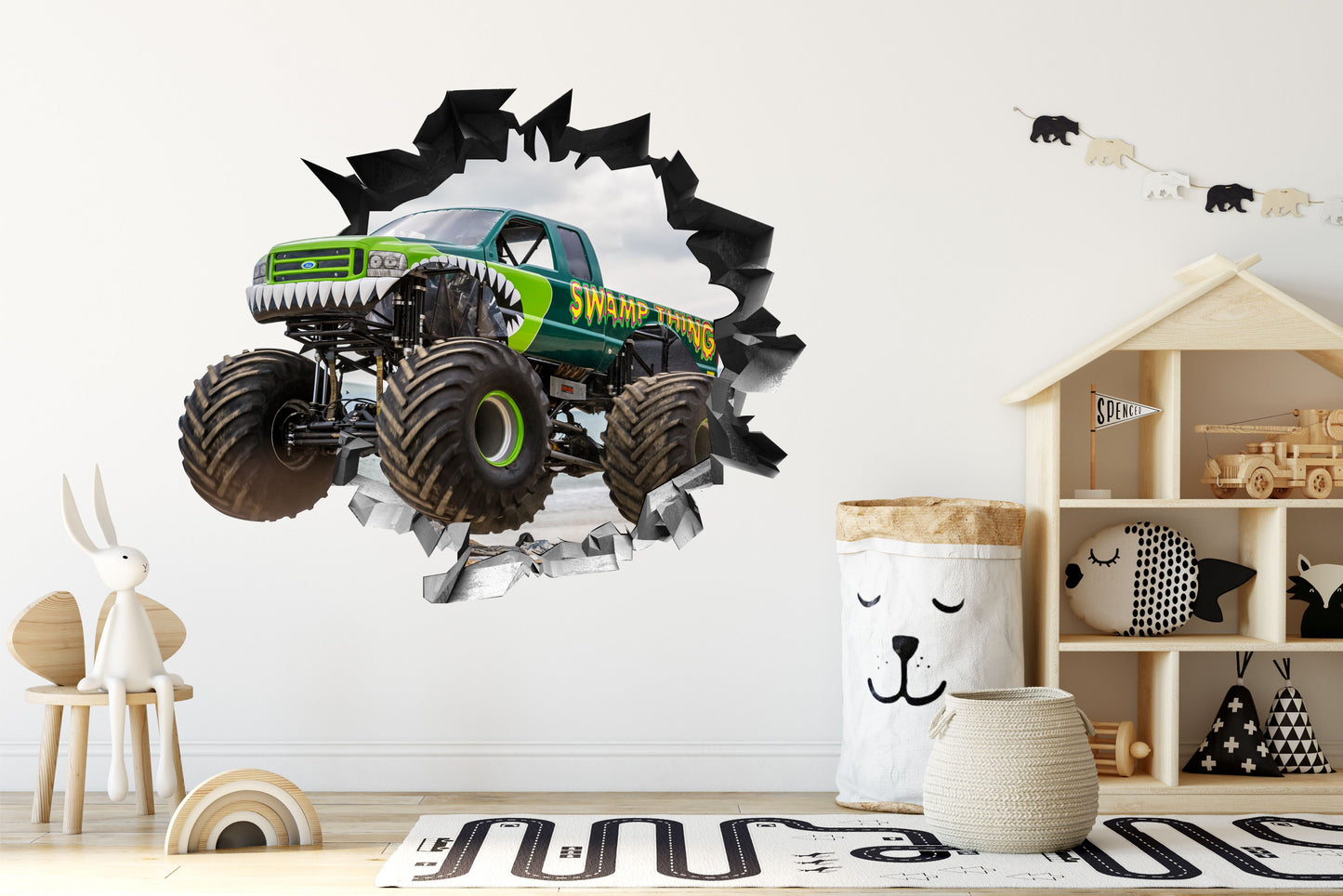 Wandtattoo Mauerloch Monstertrack WallArtML277