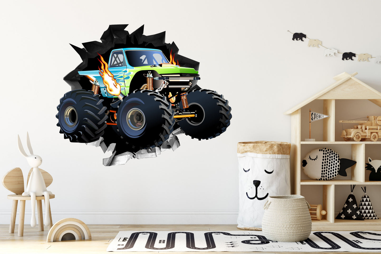 Wandtattoo Mauerloch Monstertrack WallArtML283