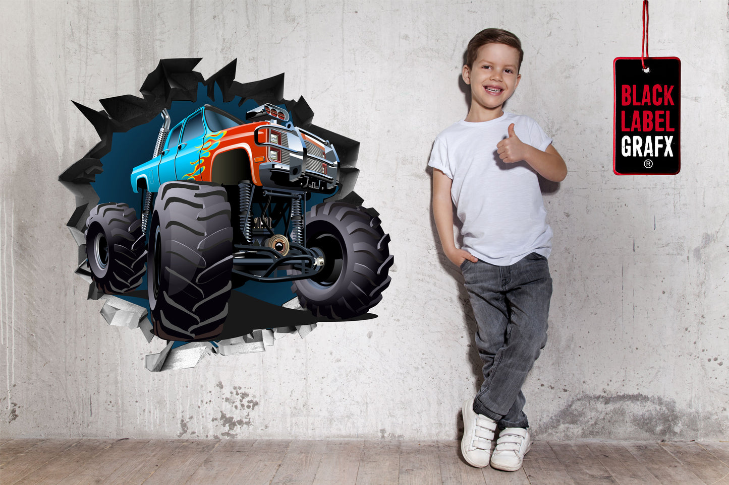 Wandtattoo Mauerloch Monstertrack WallArtML284