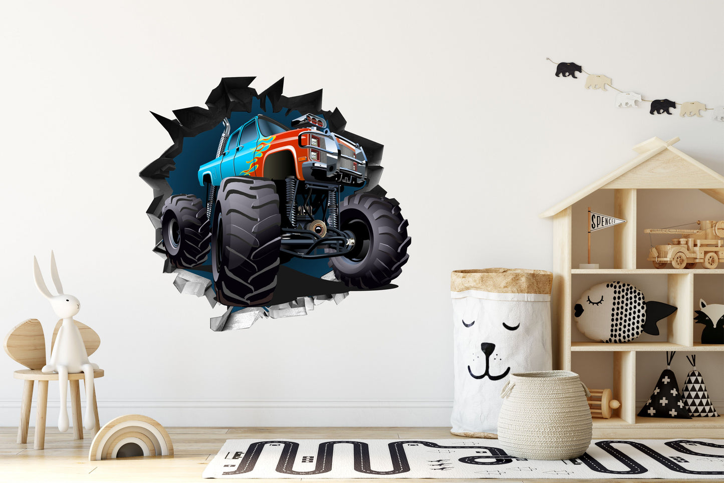 Wandtattoo Mauerloch Monstertrack WallArtML284