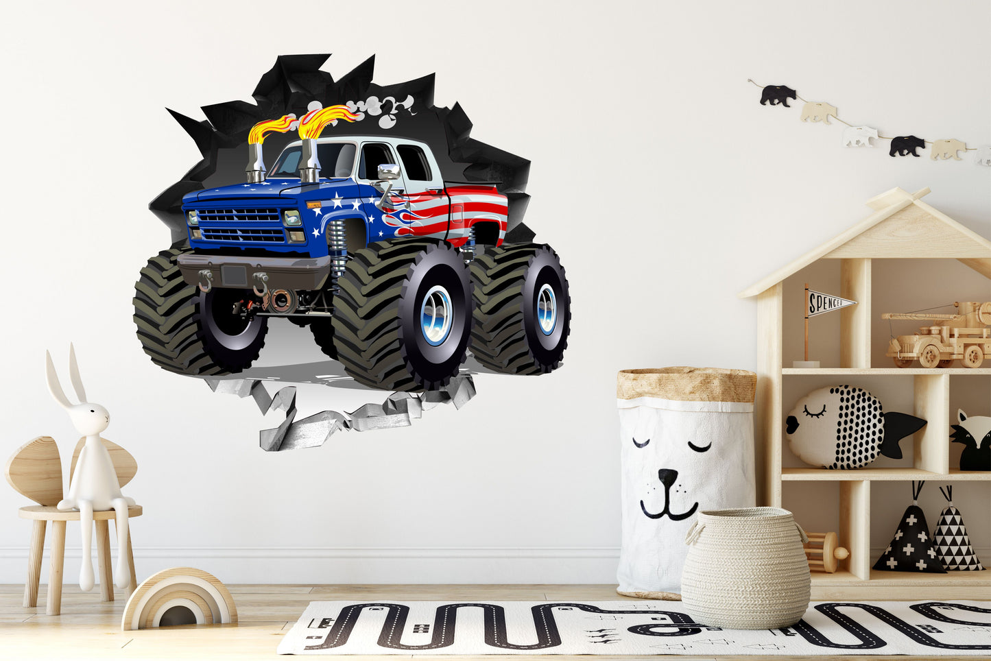 Wandtattoo Mauerloch Monstertrack WallArtML286