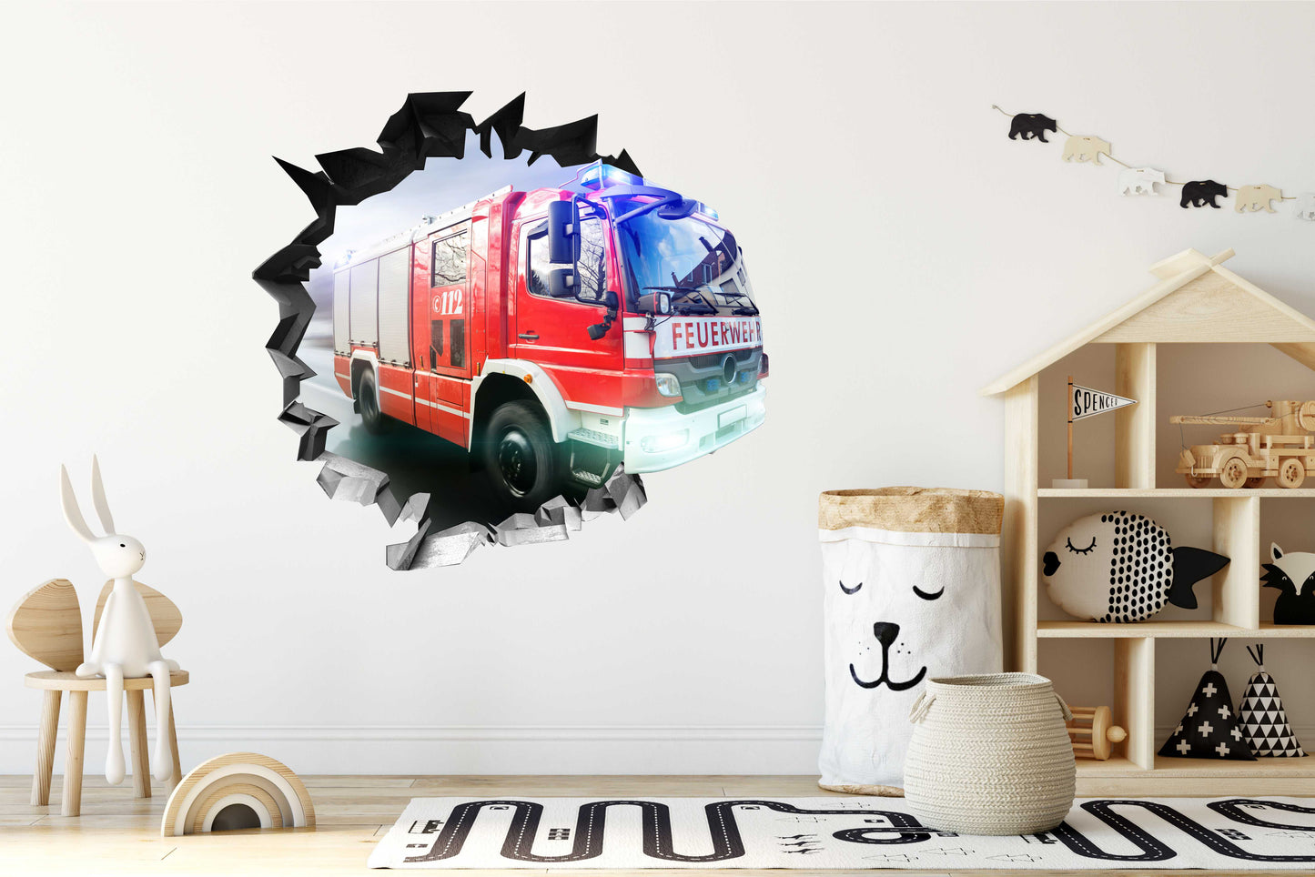 Wandtattoo Mauerloch Feuerwehr WallArtML223