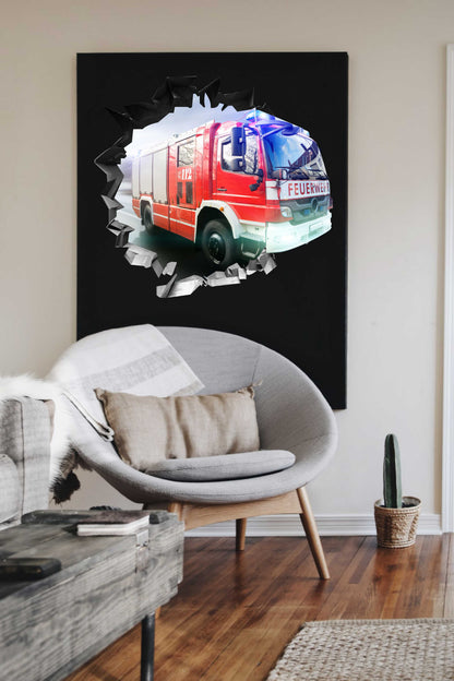 Wandtattoo Mauerloch Feuerwehr WallArtML223