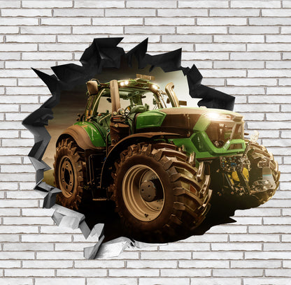 Wandtattoo Mauerloch Traktor WallArtML270